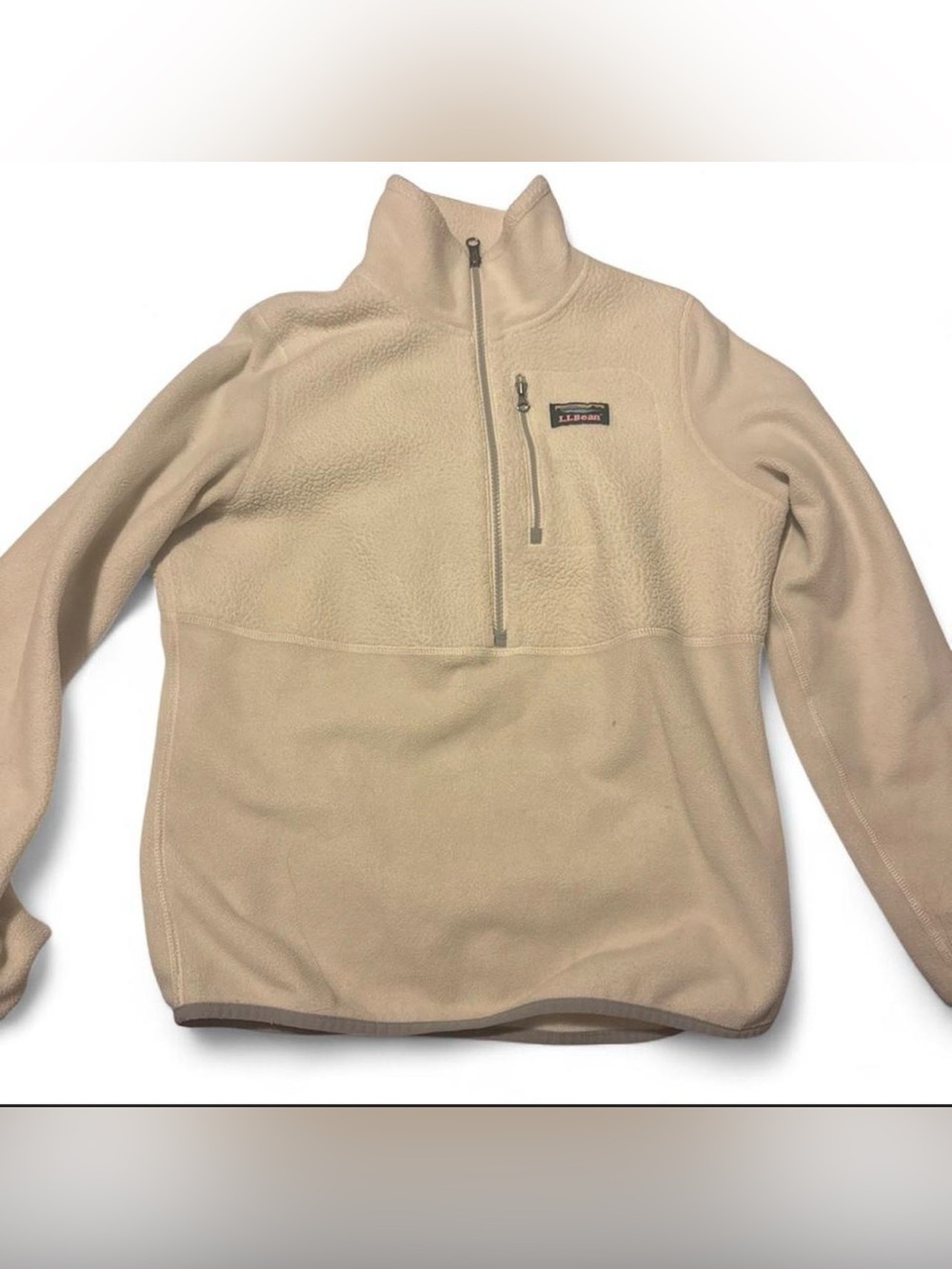 L.L. Bean Tan Half-Zip Fleece Pullover